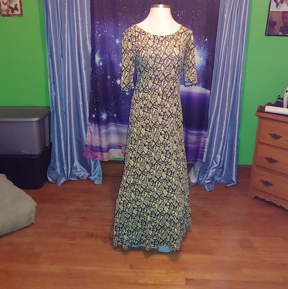 LuLaRoe Dresses & Skirts - LulaRoe Ana Maxi Dress size 2XL yellow navy